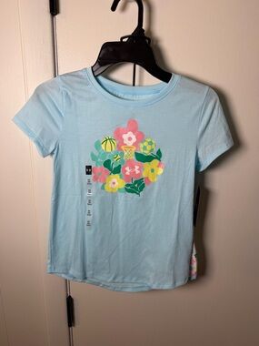 Under Armour Light Blue Floral & Sports Graphic Tee